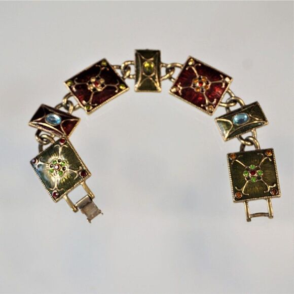 VNT Broken Liz Claiborne Bracelet Enamel Cabochons Parts Repairs Jewelry Making - Picture 8 of 8